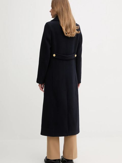 Tommy Hilfiger płaszcz z dodatkiem wełny kolor granatowy WW0WW48415