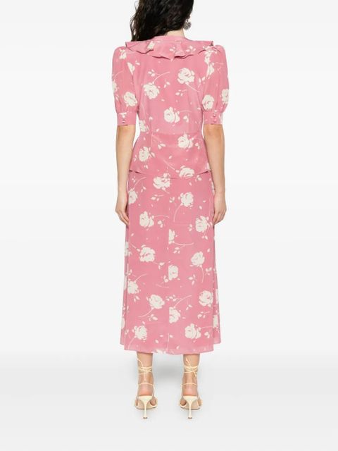 Alessandra Rich floral-print midi dress - Pink