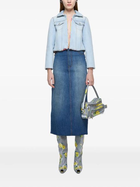 Acne Studios floral-lining denim jacket - Blue