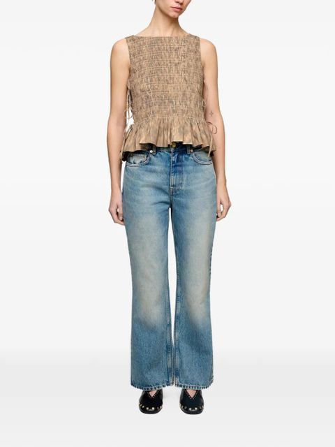 GANNI smocked tie top - Neutrals - zdjęcie produktu nr 2