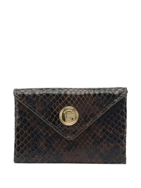 Jacquemus Enveloppe snakeskin-effect logo-plaque wallet - Brown - zdjęcie produktu nr 1