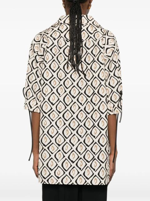 Max Mara Mxmecru tie-detail patterned blouse - Neutrals