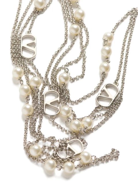 Valentino Garavani VLogo Signature double-chain necklace - Silver - zdjęcie produktu nr 2