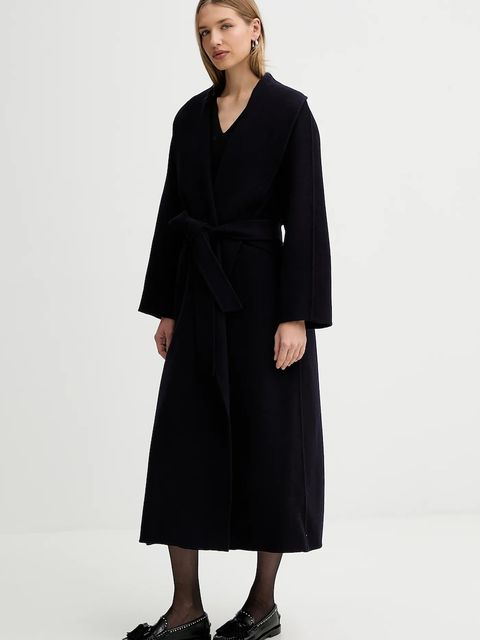 Liviana Conti płaszcz wełniany kolor granatowy F5WW70