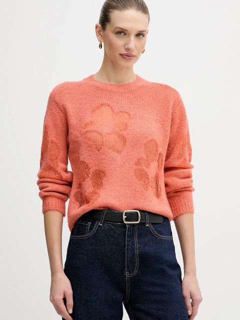 United Colors of Benetton sweter z dodatkiem wełny damski kolor pomarańczowy 18L4E10EW - zdjęcie produktu nr 1