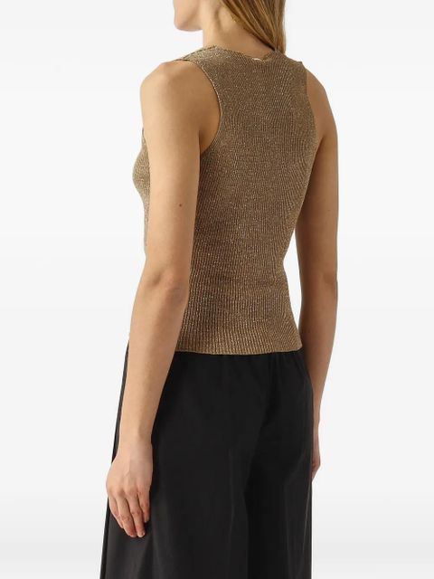 TWINSET metallic-effect ribbed-knit top - Gold