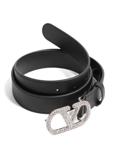 Valentino Garavani VLogo Signature crystal-buckle belt - Black - zdjęcie produktu nr 2