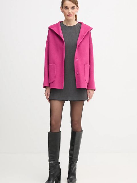 United Colors of Benetton płaszcz z dodatkiem wełny kolor różowy 28F7DN08M