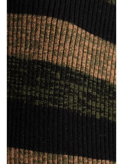 GANNI striped wool midi skirt - Black