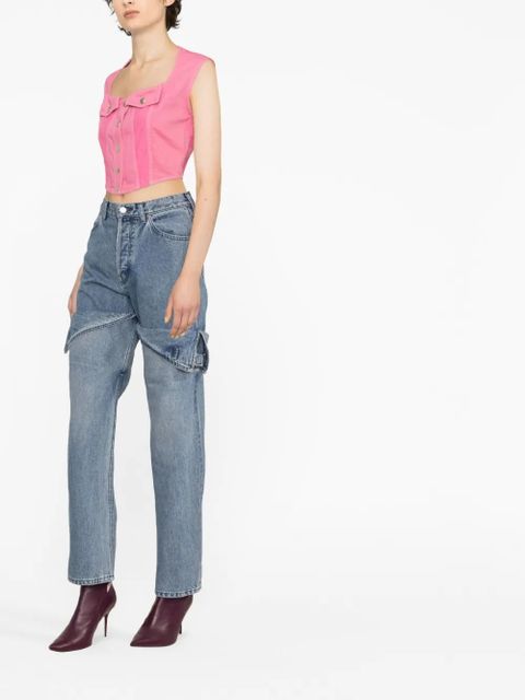 AMBUSH cropped denim top - Pink