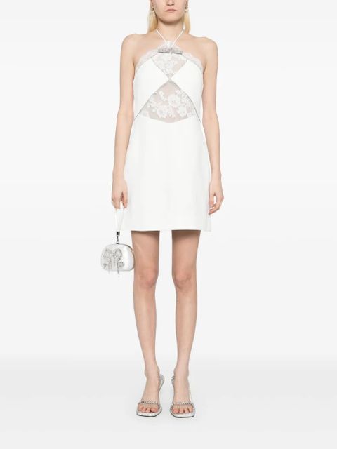 Self-Portrait crepe halter-neck mini dress - White