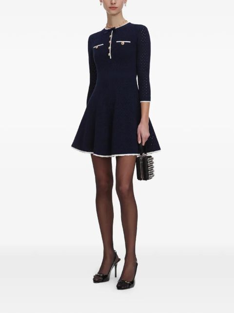 Self-Portrait bow button mini dress - Blue - zdjęcie produktu nr 2