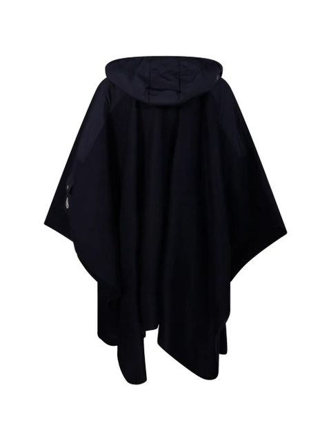 Moncler logo-patch hooded cape - Blue