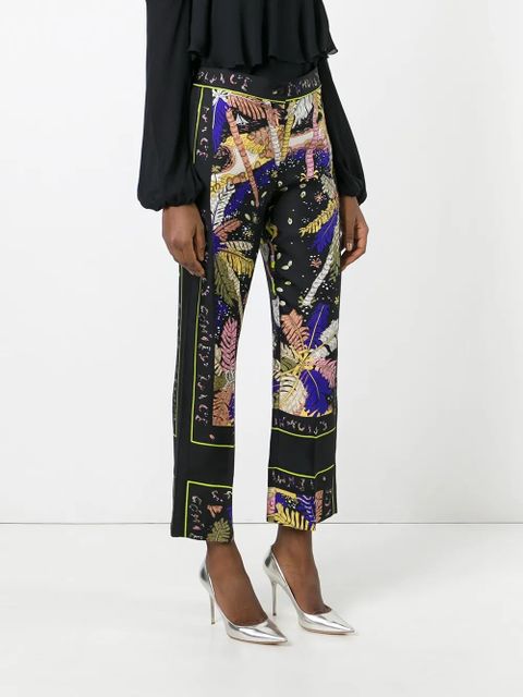 PUCCI feather motif cropped trousers - Black