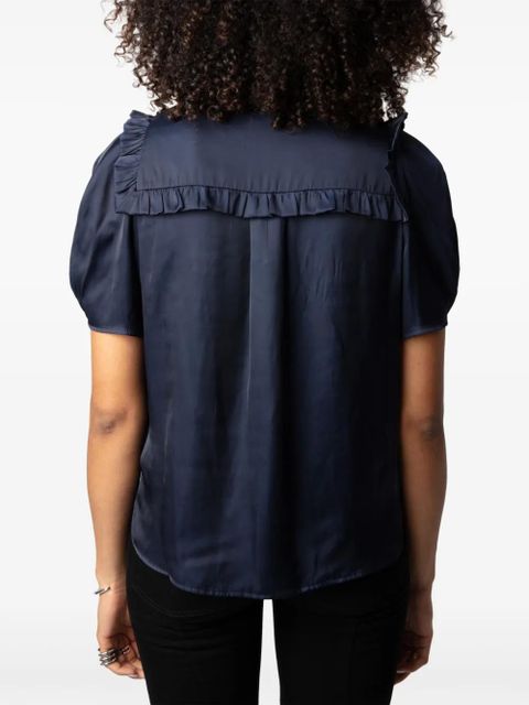 Zadig&Voltaire puff-sleeve satin top - Blue