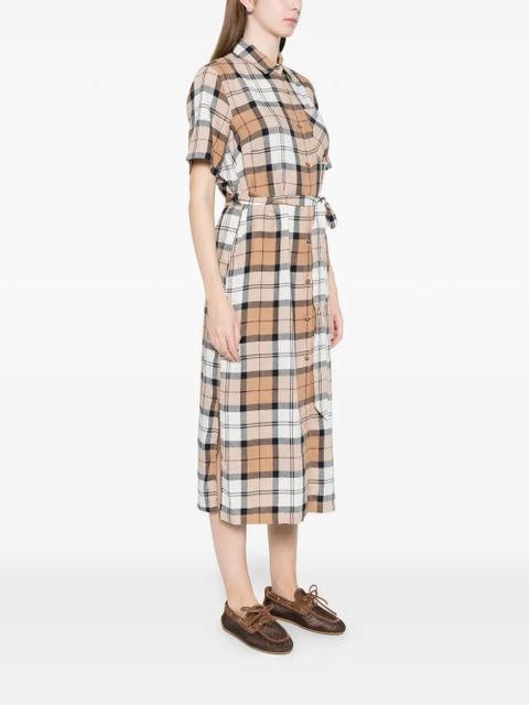 Barbour Fern belted check midi dress - Brown