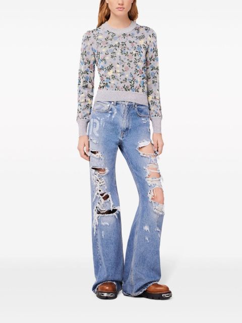 Rabanne ripped-detailing cotton wide-leg jeans - Blue - zdjęcie produktu nr 2