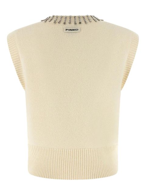 PINKO crystal-embellished V-neck vest - Neutrals - zdjęcie produktu nr 2