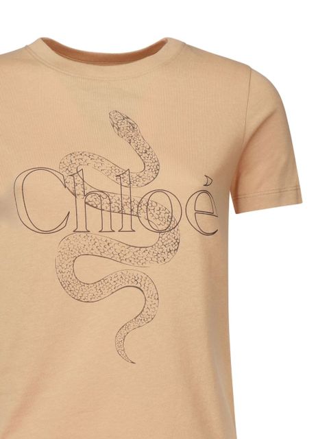 Chloé snake print T-shirt - Neutrals