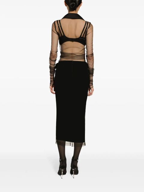 Dolce & Gabbana sheer-trim midi skirt - Black