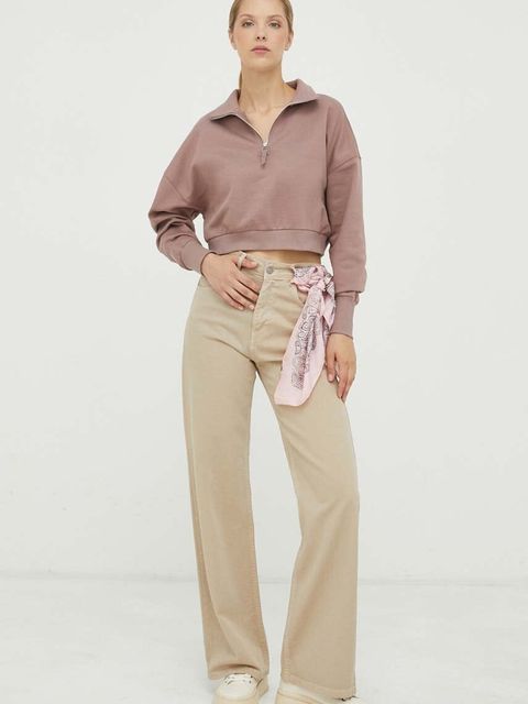 G-Star bluza bawełniana damska kolor brązowy gładka - zdjęcie produktu nr 2