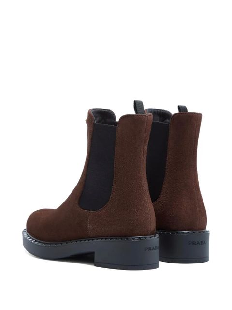 Prada logo-plaque chelsea boots - Brown - zdjęcie produktu nr 2