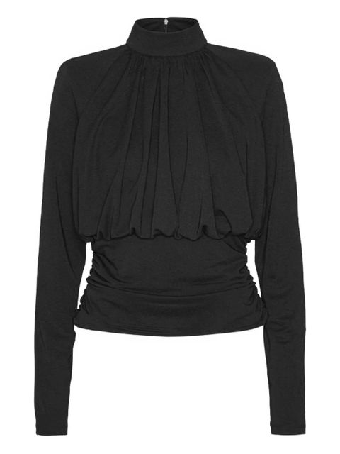 ROTATE BIRGER CHRISTENSEN ruched high-neck top - Black - zdjęcie produktu nr 1
