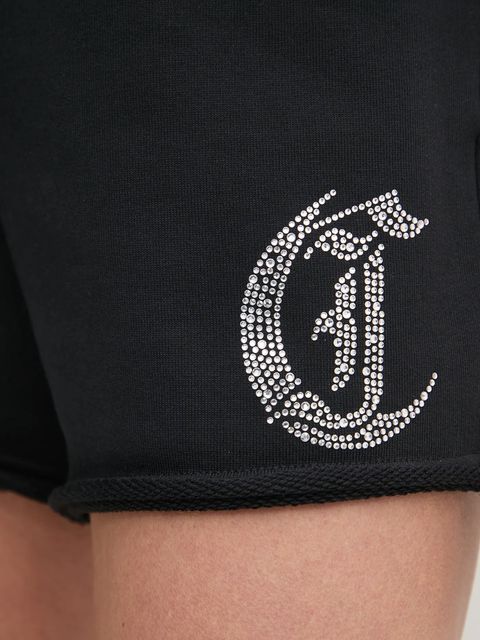 Just Cavalli szorty bawełniane damskie kolor czarny z aplikacją high waist 78PADE08 CF100 - zdjęcie produktu nr 2