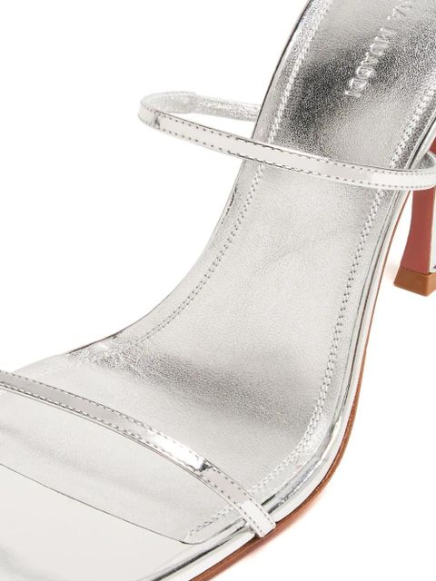 Amina Muaddi Maya 95mm metallic leather sandals - Silver