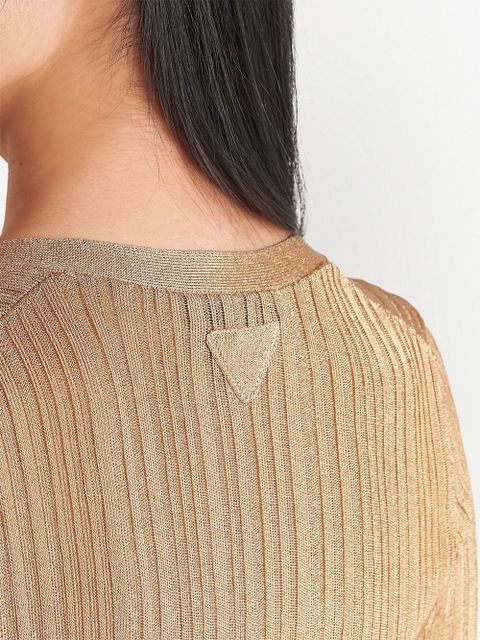 Prada V-neck lamé cardigan - Gold