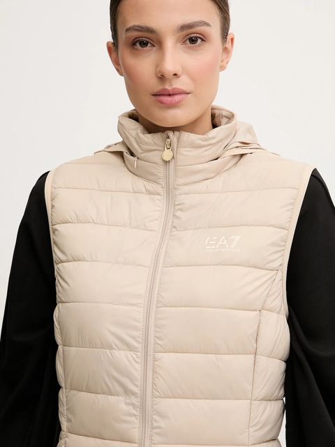 EA7 Emporio Armani bezrękawnik kolor beżowy przejściowy AF12477.7W000472