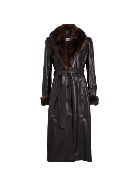 Nour Hammour Baez fur trim belted coat - Black - zdjęcie produktu nr 1
