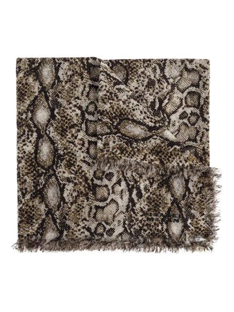 ISABEL MARANT snakeskin-print fringed scarf - Black - zdjęcie produktu nr 1