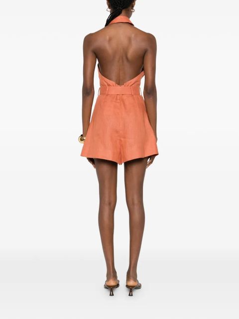ZIMMERMANN halter belted playsuit - Orange