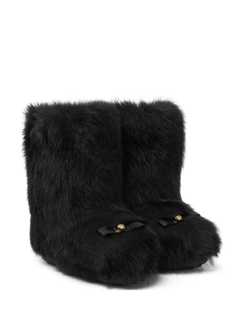 Versace Gianni Ribbon shearling boots - Black