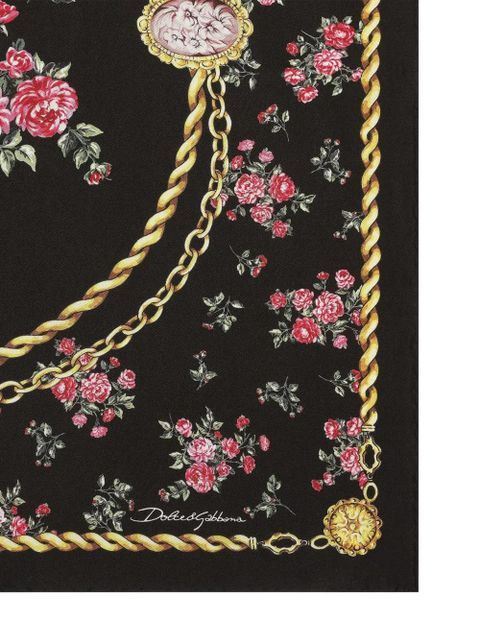 Dolce & Gabbana chain floral scarf - Black - zdjęcie produktu nr 2