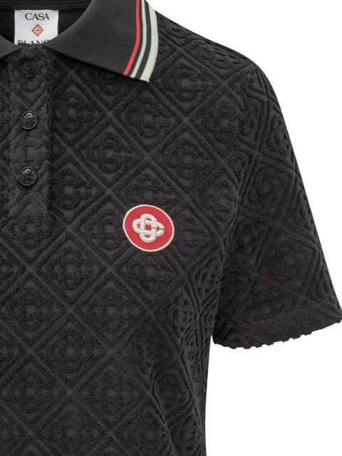 Casablanca monogram-jacquard polo shirt - Black