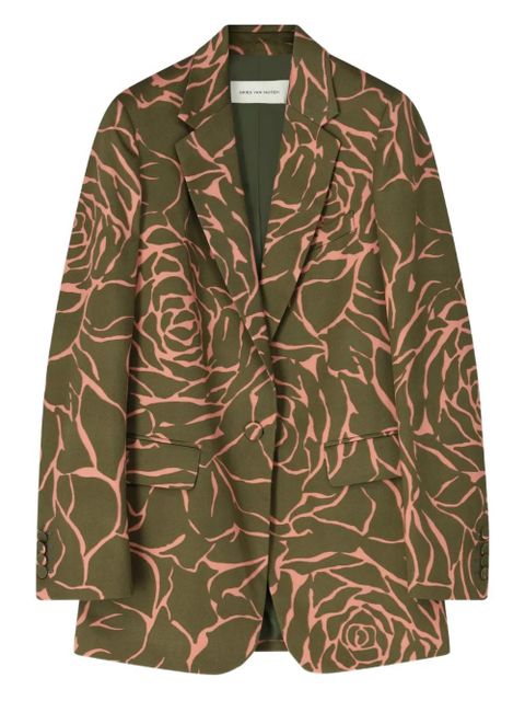 DRIES VAN NOTEN loose-fit floral blazer - Green - zdjęcie produktu nr 1
