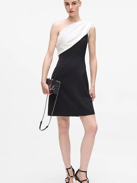 Karl Lagerfeld sukienka kolor czarny mini prosta A4W13045