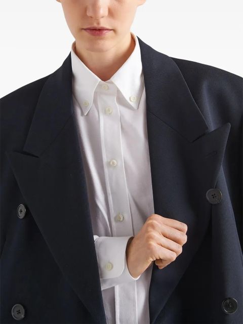 Prada logo-embroidered cotton shirt - White