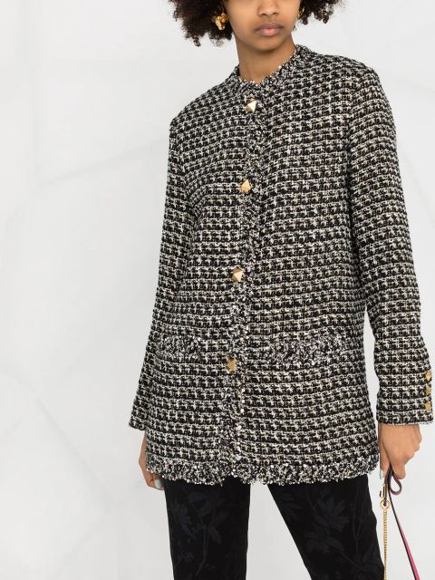 Valentino Garavani tweed sequin embellished jacket - Black