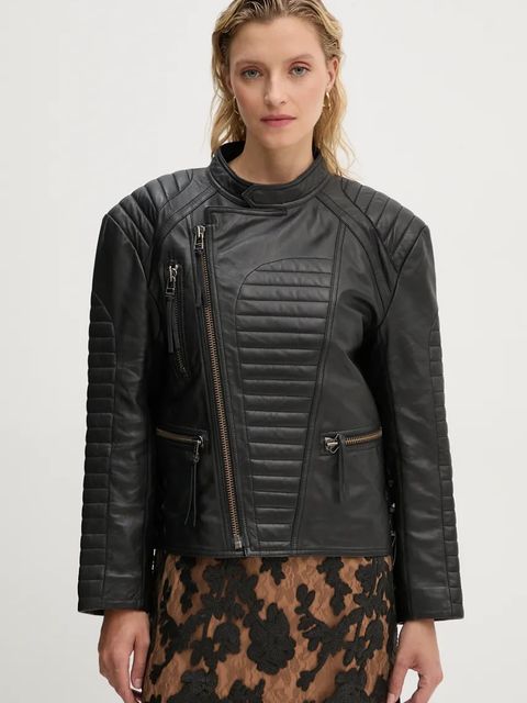 MUNTHE ramoneska skórzana TWEEKIE damska kolor czarny przejściowa 243152224304 - zdjęcie produktu nr 1