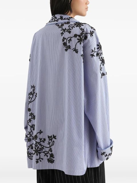 Dolce & Gabbana cotton vanity shirt with flowers embroidery - Blue