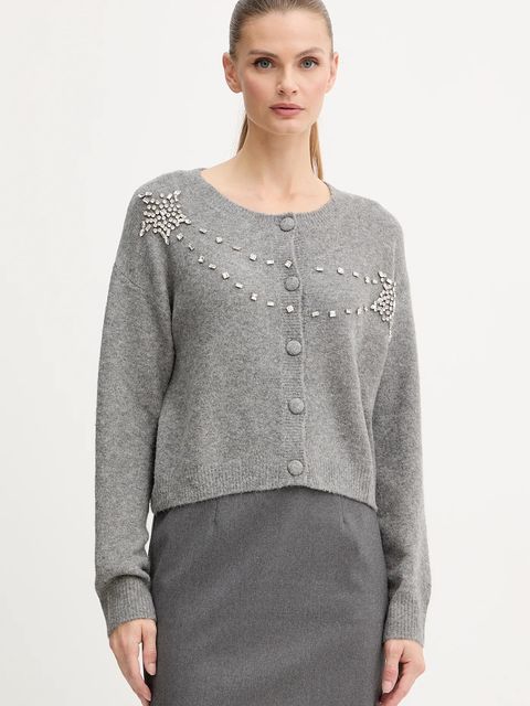 Fracomina kardigan z domieszką wełny damski kolor szary FS25WT8002K560R9 - zdjęcie produktu nr 1