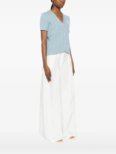 Lauren Ralph Lauren cable-knit logo-embroidered cardigan - Blue