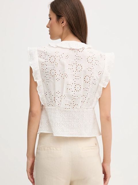 Pedro del Hierro bluzka bawełniana damska kolor biały gładka 7659080