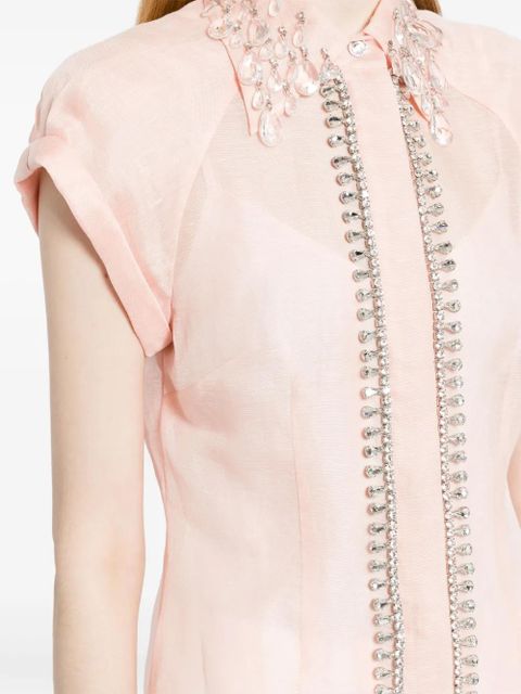 ZIMMERMANN Matchmaker Diamante linen-blend blouse - Pink