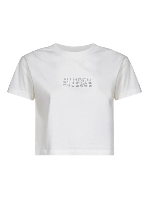 MM6 Maison Margiela numbers motif cropped T-shirt - White - zdjęcie produktu nr 1