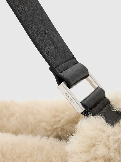 AllSaints torebka skórzana LUNA kolor beżowy W217XD