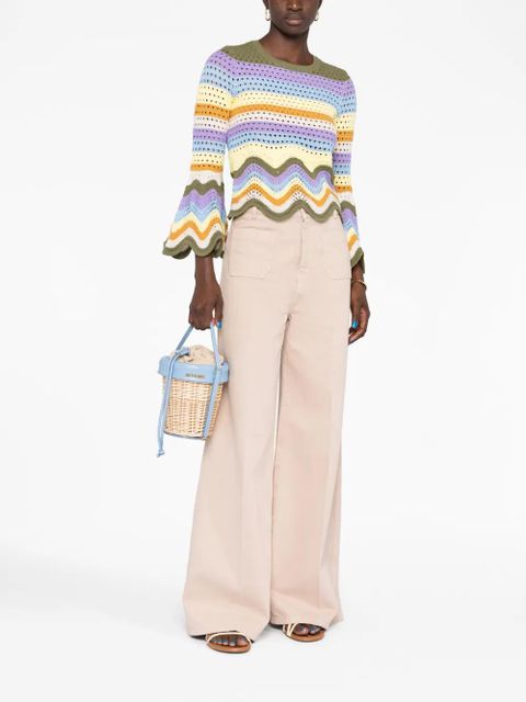 ZIMMERMANN striped crochet-knit cotton top - Yellow